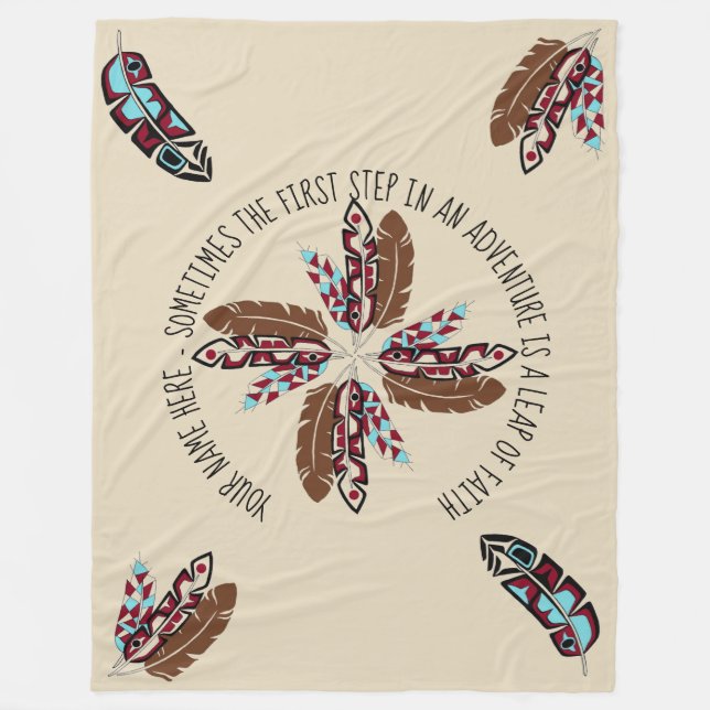 Personalised Native American Feather Blanket (Front)