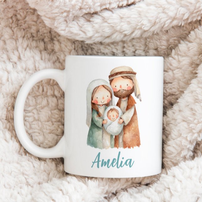Personalised Nativity Christmas Coffee Mug Gift (Christmas Coffee Mug Holy Family)