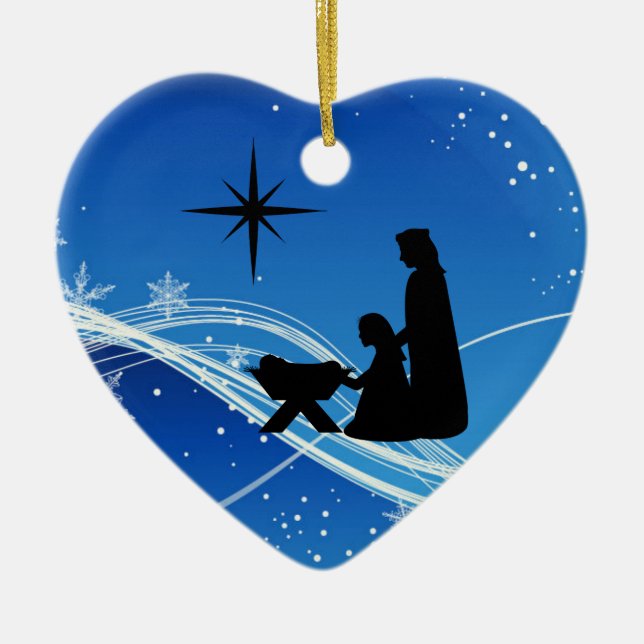 Personalised Nativity Scene Christmas Ornament (Front)