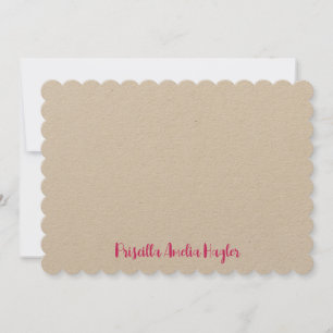 Personalised Natural Flat Note with Pink Script Card