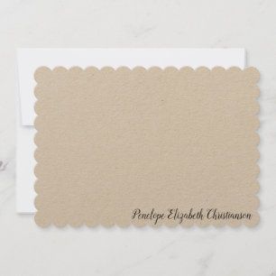 Personalised Natural Linen Flat Note Card with