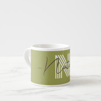 Personalised natural olive green with stylish font espresso cup