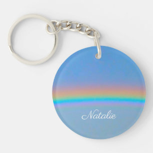 Personalised natural real rainbow key ring