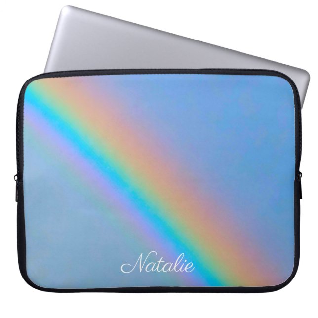 Personalised natural real rainbow laptop sleeve (Front)