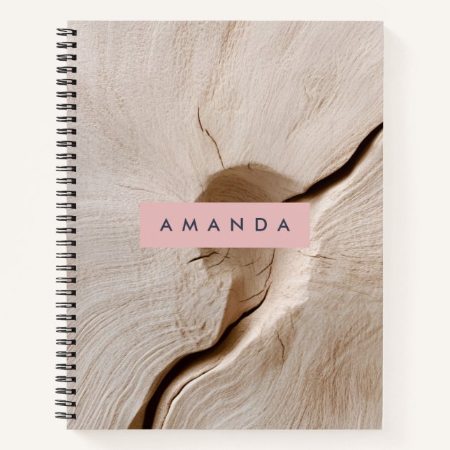 Personalised Natural Wood Grain Texture Notebook (Front)