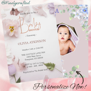 Personalised Nature Floral Photo Baby Shower Invitation