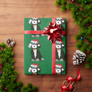 Personalised Naughty Bernedoodle Green Xmas Wrapping Paper
