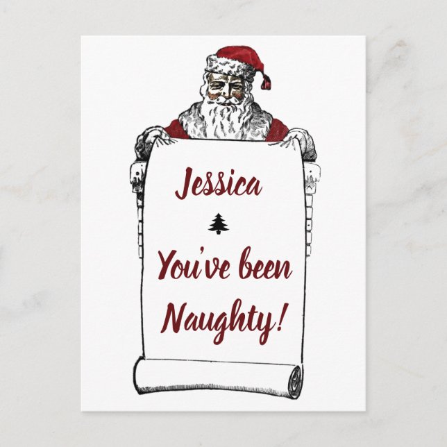 Personalised Naughty/Nice Funny Christmas Postcard (Front)