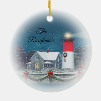Personalised Nauset Ceramic Lighthouse Ornament