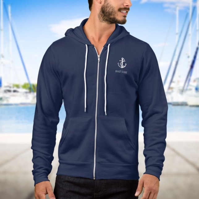 Personalised Nautical Anchor And Rope Boat Name Hoodie