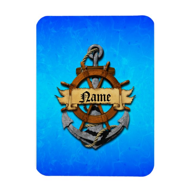 Personalised Nautical Anchor And Wheel Magnet (Vertical)