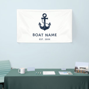Personalised Nautical Anchor Boat Name Banner