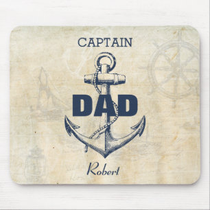 Personalised Nautical Anchor Captain Dad Mouse Pad