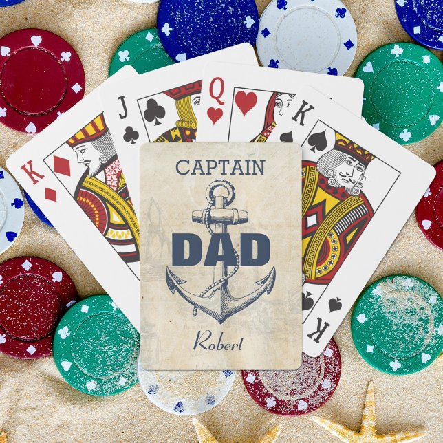 Personalised Nautical Anchor Captain Dad Playing Cards (Creator Uploaded)