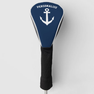 Personalised nautical anchor golf driver cover