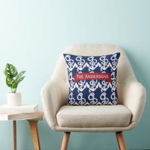 Personalised Nautical Anchor Living the Dream Cushion