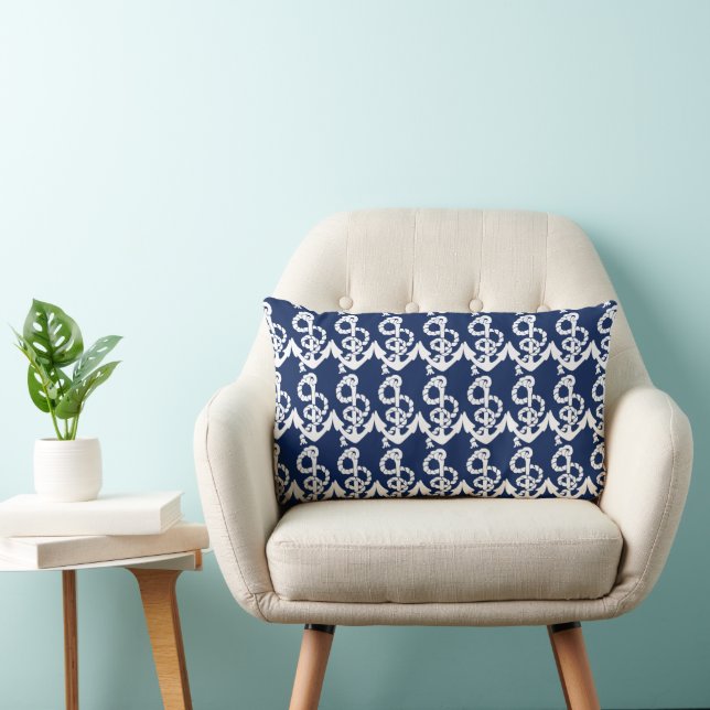 Personalised Nautical Anchor Living the Dream Lumbar Cushion (Chair)
