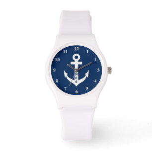 Personalised nautical anchor monogram silicon watch