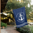 Personalised Nautical Anchor Navy Blue Beach House