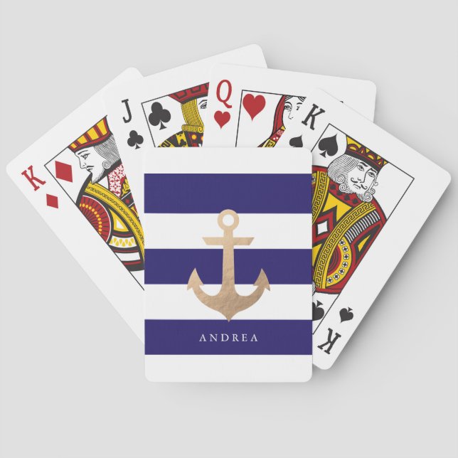Personalised | Nautical Anchor Playing Cards (Back)