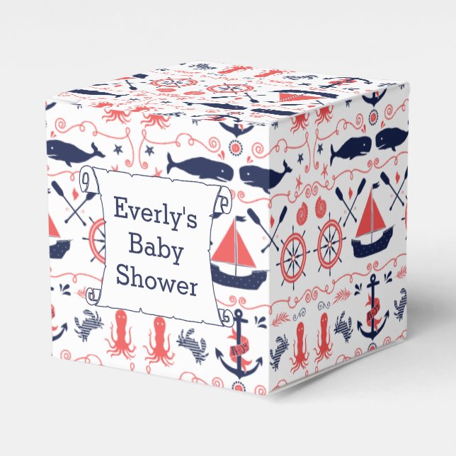 Personalised Nautical Baby Shower Gift Bag Favour Box (Front Side)