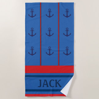 Personalised Nautical Beach Towel | Coastal Anchor