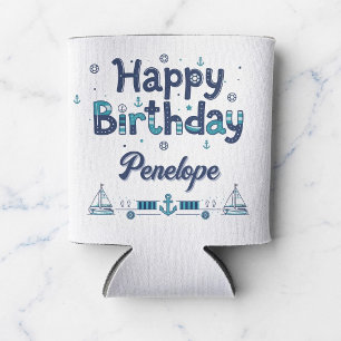 Personalised Nautical Birthday Can Cooler