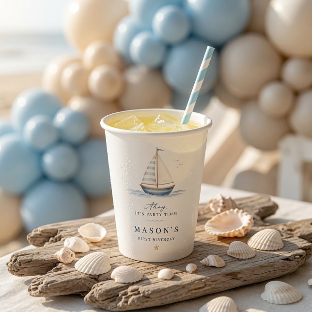 Personalised Nautical Birthday  Paper Cups (Creator Uploaded)