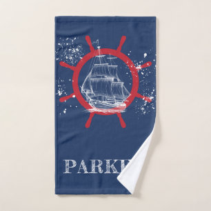 Personalised Nautical Blue Hand Towel
