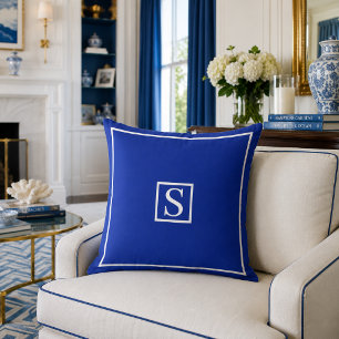 Personalised Nautical Blue Monogram Decorative Cushion