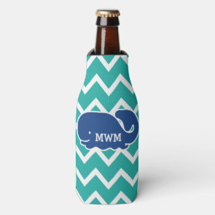 Personalised Nautical Blue Whale Chevron pattern Bottle Cooler