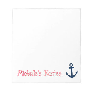 Personalised nautical boat anchor writing notepads