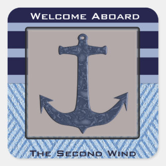 Personalised Nautical Boat Name Anchor Square Sticker