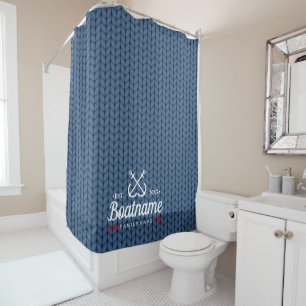 Personalised Nautical Boat Name Knitted pattern Shower Curtain