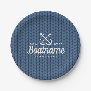 Personalised Nautical Boat Name Knitted Wool Paper Plate