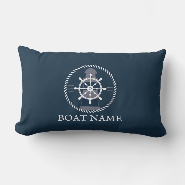 Personalised Nautical Boat Name Lumbar Cushion (Front)