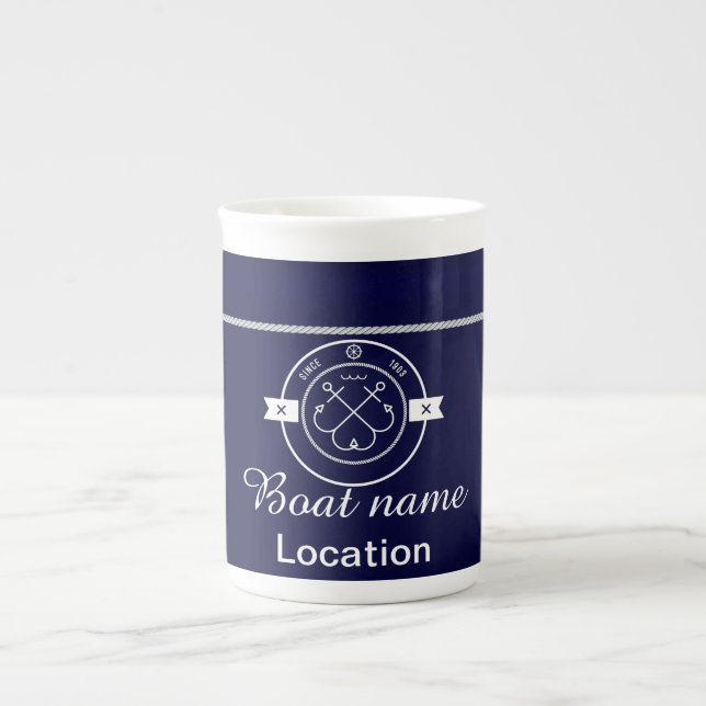 Personalised Nautical Bone China Mug (Front)