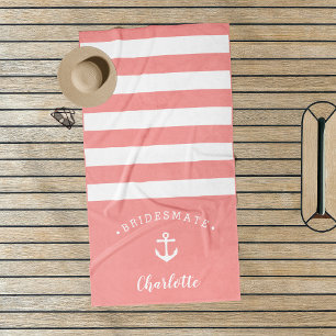 Personalised Nautical "Bridesmate" Bridesmaid Beach Towel