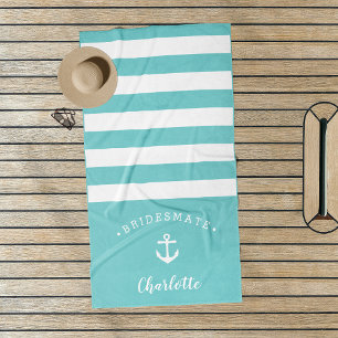 Personalised Nautical "Bridesmate" Bridesmaid Beach Towel
