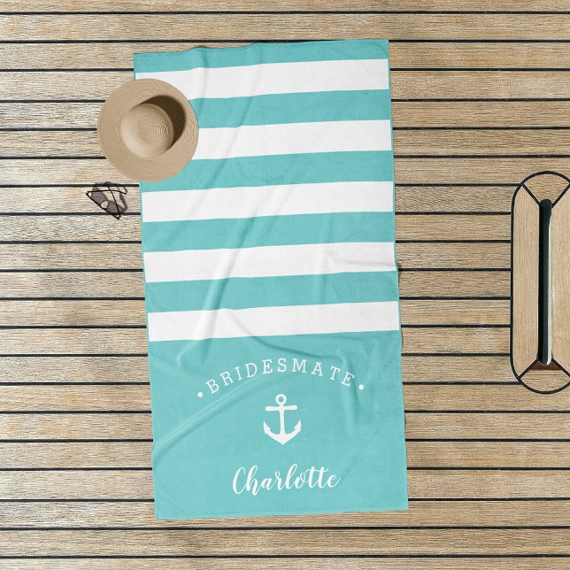 Personalised Nautical "Bridesmate" Bridesmaid Beach Towel (Creator Uploaded)