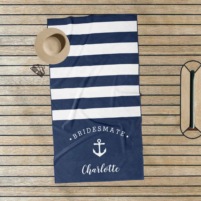 Personalised Nautical "Bridesmate" Bridesmaid Beach Towel (Creator Uploaded)
