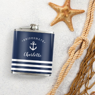 Personalised Nautical "Bridesmate" Bridesmaid Hip Flask