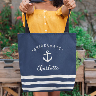 Personalised Nautical "Bridesmate" Bridesmaid Tote Bag