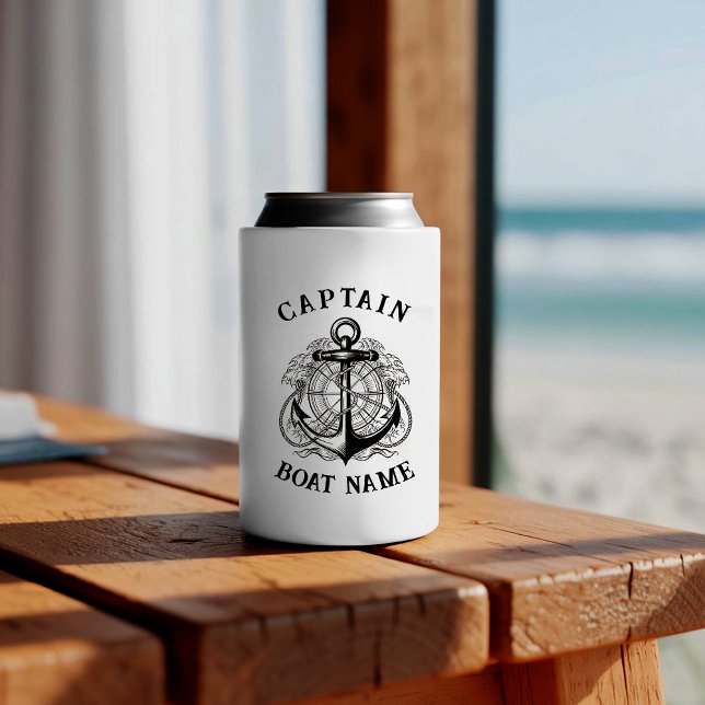 Personalised Nautical Captain Boat Name Anchor     Can Cooler (Creator Uploaded)