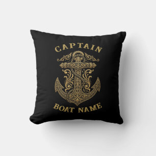 Personalised Nautical Captain Boat Name Anchor Cushion