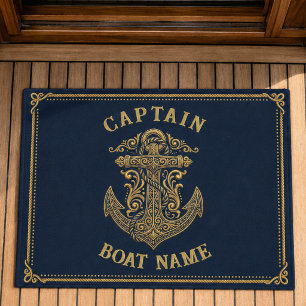 Personalised Nautical Captain Boat Name Anchor Doormat