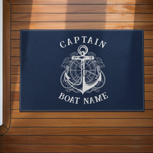 Personalised Nautical Captain Boat Name Anchor Doormat