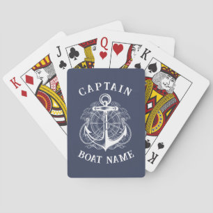 Personalised Nautical Captain Boat Name Anchor Playing Cards