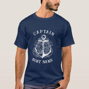Personalised Nautical Captain Boat Name Anchor T-Shirt