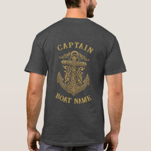 Personalised Nautical Captain Boat Name Anchor T-Shirt